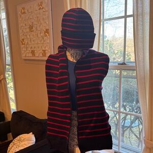Saint James 60s Striped Knit Hat and Scarf Set